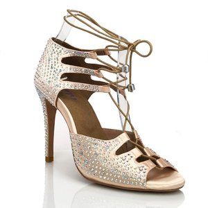 Burju Alemana Crystal - Made To Order - Open Toe Lace Up Heels